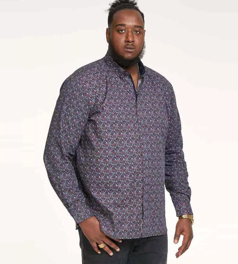 D555 Big Mens Long Sleeve Shirt With Floral Print (JORDAN)